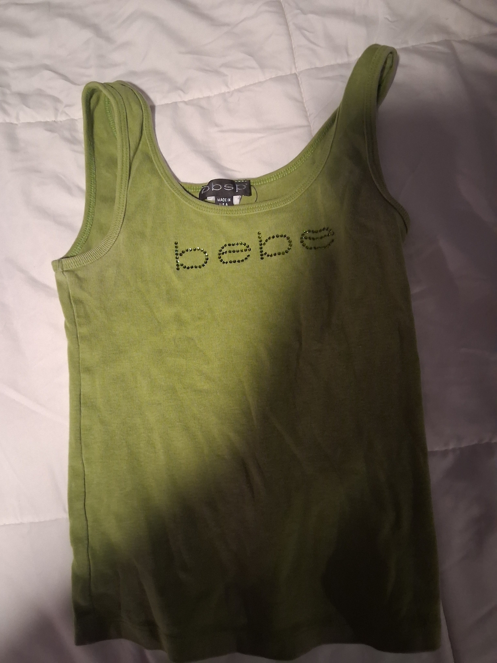 bebe Embellished Logo Tank Top - Lime Green - Picture 1 of 2